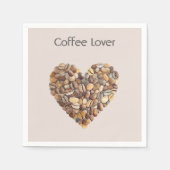 Cream Coffee Heart Cups Serviette (Vorderseite)