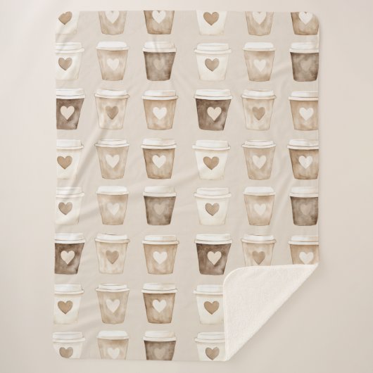 Cream Coffee Heart Cups Sherpadecke (Vorderseite)