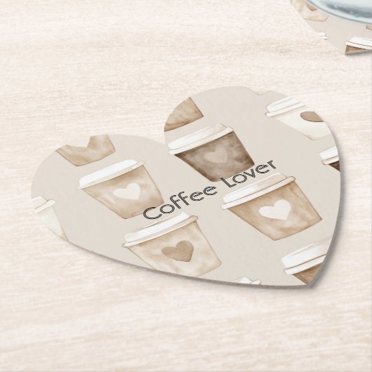 Cream Coffee Heart Cups Untersetzer (angewinkelt)
