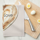 Cream Coffee Heart  Geschirrtuch (Viertel Falte)