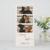 Cream Collage Foto Long Wedding Save the Date (Stehend Vorderseite)