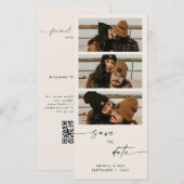Cream Collage Foto Long Wedding Save the Date (Vorne/Hinten)
