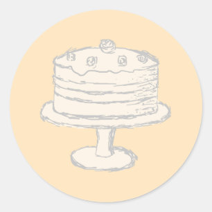 Cream Color Cake auf Beige Hintergrund. Runder Aufkleber