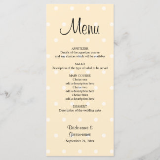 Cream Color Polka Dot Wedding Menu Menükarte