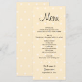Cream Color Polka Dot Wedding Menu Menükarte (Vorne/Hinten)