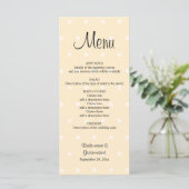 Cream Color Polka Dot Wedding Menu Menükarte (Stehend Vorderseite)