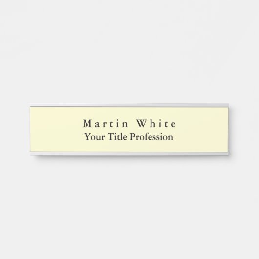 Cream Color Schlicht Elegante Beruflich Moderne Türschild (Vorderseite )