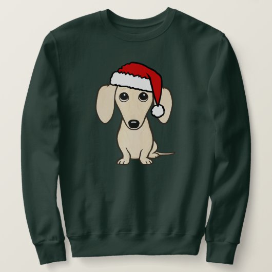 Cream Colored Dachshund Santa Cute Wiener Dog Sweatshirt (Design vorne)
