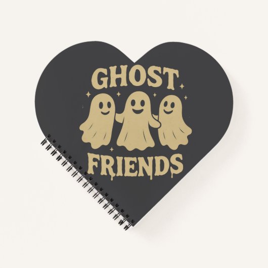 Cream Colored Ghost Friends Spiral Notebook Notizblock (Vorderseite)