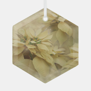 Cream Colored Poinsettias Digitales Kunstglas Ornament Aus Glas
