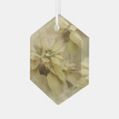 Cream Colored Poinsettias Digitales Kunstglas Ornament Aus Glas (Vorderseite Links)