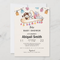 Cream Colorful Boho Sombrero Animal Baby Dusche