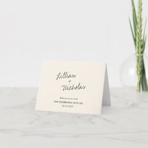 Cream Contemporary Script Modern Wedding Dankeskarte
