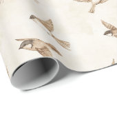 Cream Cottage Vögel Geburtstag Geschenkpapier (Rolleneckpunkt)