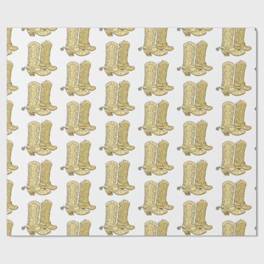 Cream Cowboy Boots Geschenkpapier (Flach)