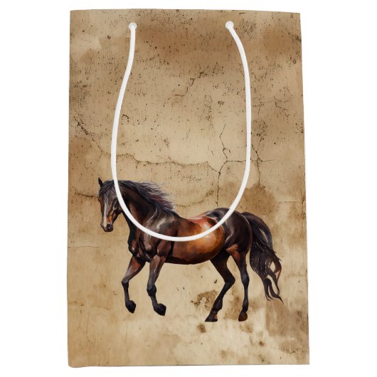 Cream Cowboy Cowhide Pferd Mittlere Geschenktüte (Vorderseite)