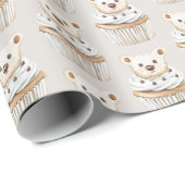Cream Cupcake Bears Birthday Geschenkpapier (Rolleneckpunkt)