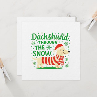 Cream Dachshund Christmas Invitation/Card Einladung