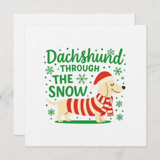 Cream Dachshund Christmas Invitation/Card Einladung (Vorne/Hinten)