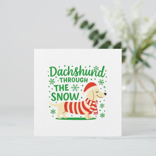 Cream Dachshund Christmas Invitation/Card Einladung (Stehend Vorderseite)