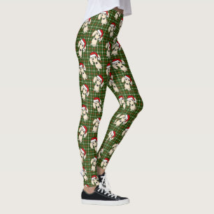 Cream-Dachshund-Santa-Süß-Christmas-Hund-Feiertag Leggings