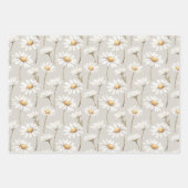 Cream Daisy Floral Bunny Rabbit Birthday Geschenkpapier Set (Vorderseite)