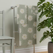 Cream Daisy Muster Sage Green Bath Set