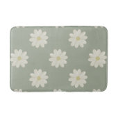 Cream Daisy Sage Green Moderne Blumenmatte Badematte (Vorderseite)