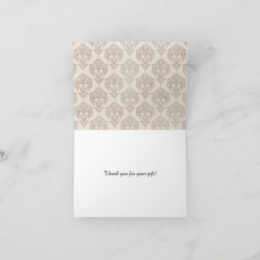 Cream Damask Dankeskarte (Innenseite)