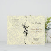 Cream Damask Jüdisches Hochzeitsprogramm (Stehend Vorderseite)