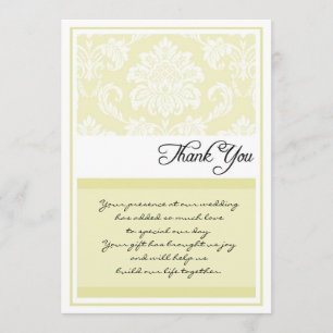 Cream Damask Wedding danke Ihnen Karten