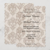 Cream Damask Wedding Einladung (Vorne/Hinten)