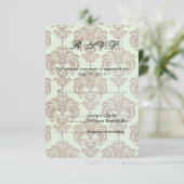 Cream Damask Wedding UAWG RSVP Karte (Stehend Vorderseite)