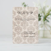 Cream Damask Wedding UAWG RSVP Karte (Stehend Vorderseite)
