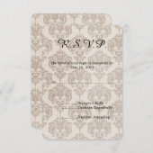 Cream Damask Wedding UAWG RSVP Karte (Vorne/Hinten)