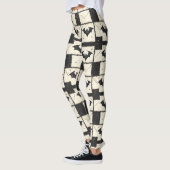 Cream Denim Grunge Patchwork mit Fledermäusen (3) Leggings (Links)