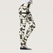 Cream Denim Grunge Patchwork mit Fledermäusen (3) Leggings (Rechts)