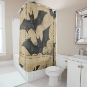 Cream Denim Grunge Patchwork mit Fledermäusen Duschvorhang (Beispiel)