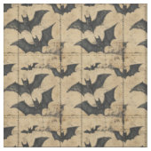 Cream Denim Grunge Patchwork mit Fledermäusen Stoff (Muster)