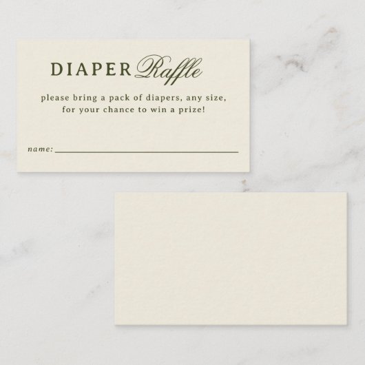 Cream Diaper Raffle Baby Shower Begleitkarte (Vorne/Hinten)