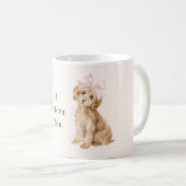 Cream Dog Pink Bow Adore Kaffeetasse (VorderseiteRechts)