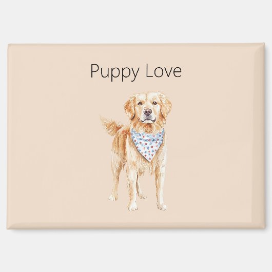 Cream Dog Puppy Liebe Magnet (Vorderseite)