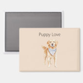 Cream Dog Puppy Liebe Magnet (Vorderseite/Rückseite)