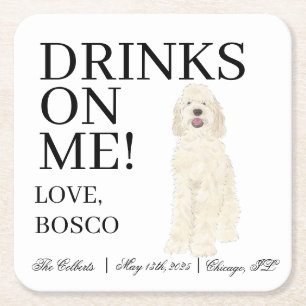 Cream Doodle Dog Wedding Rechteckiger Pappuntersetzer
