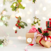 Cream Doodle Stars Frohe Weihnachtsaufkleber Runder Aufkleber