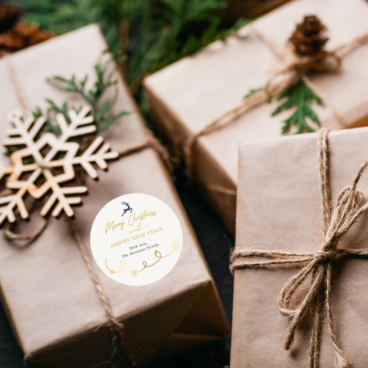 Cream Doodle Stars Frohe Weihnachtsaufkleber Runder Aufkleber