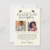 Cream Double Abschluss 2 Foto Graduation Party Dankeskarte (Vorderseite)