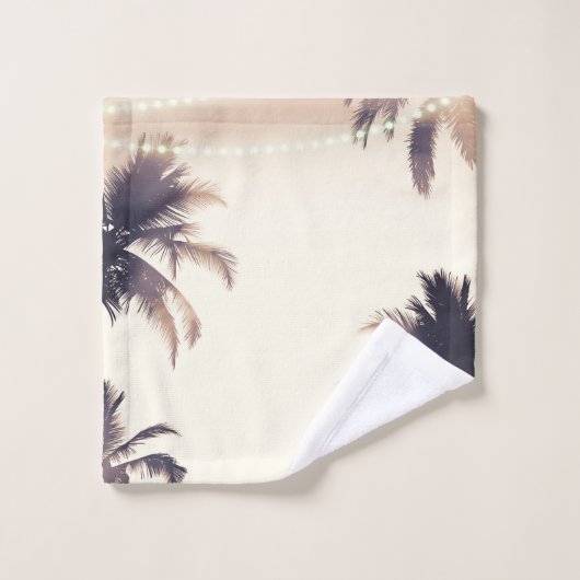 Cream Dream Palm Trees & Lights Beachy Glam Badhandtuch Set (Waschlappen)