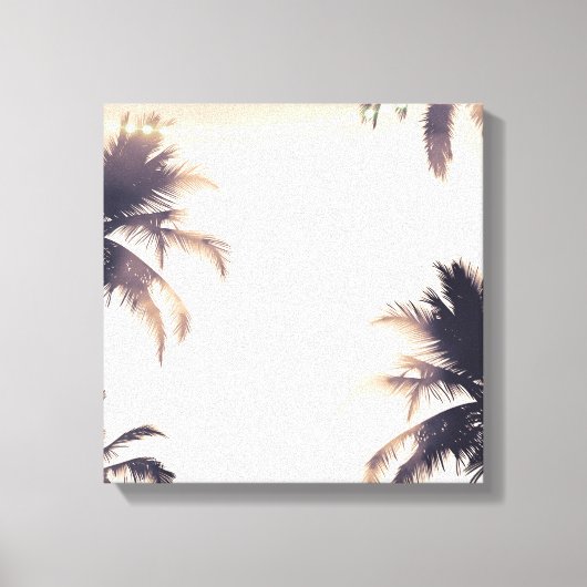 Cream Dream Palm Trees & Lights Beachy Glam Leinwanddruck (Vorderseite)