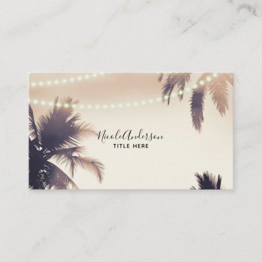 Cream Dream Palm Trees & Lights Beachy Glam Visitenkarte (Vorderseite)
